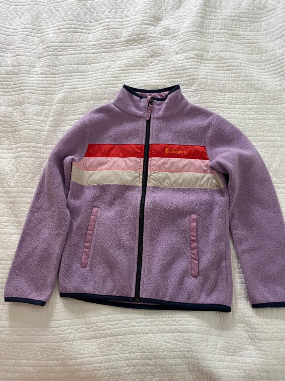 Cotopaxi Fleece Jacket Kids Small Purple Striped Full Zip Abrazo Layer